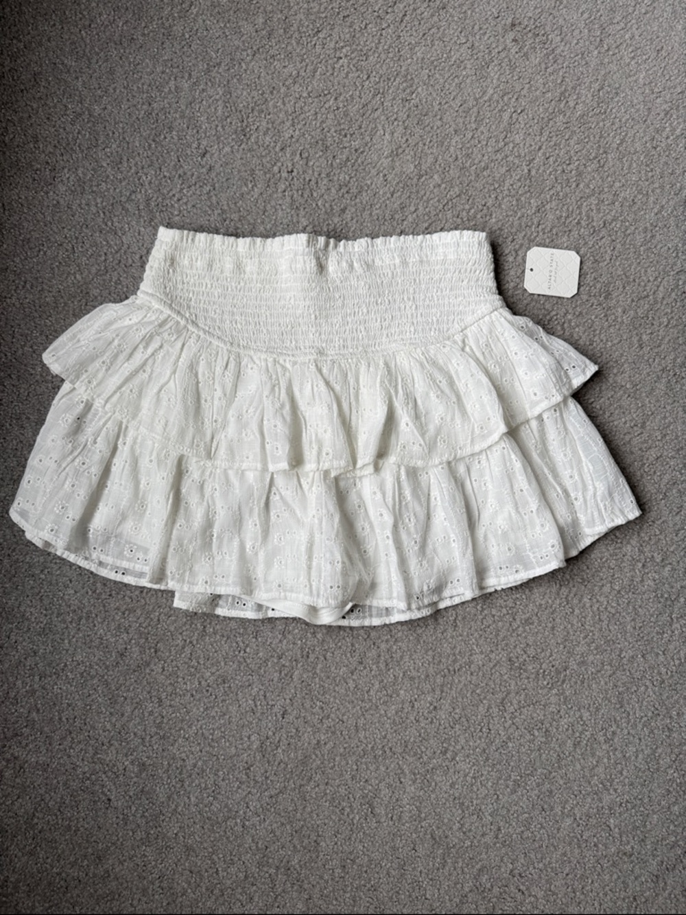 Altar'd State White Eyelet Tiered Skater Mini Skirt
